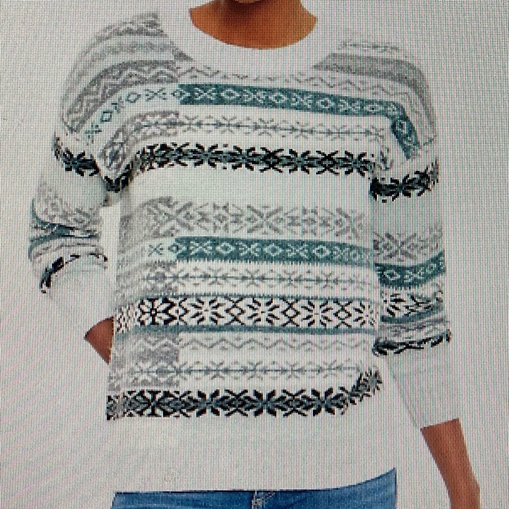 Loft, Patchwork Fair Isle Sweater, Light Cloud Heather, medium, New w/Tags
